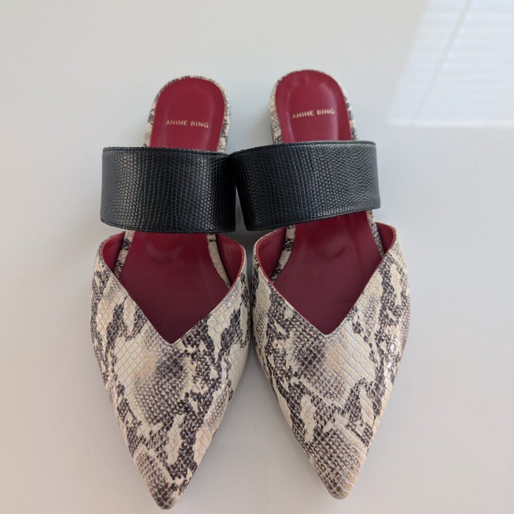 Anine Bing Python Daphne Pointed Toe Flats - Size… - image 2